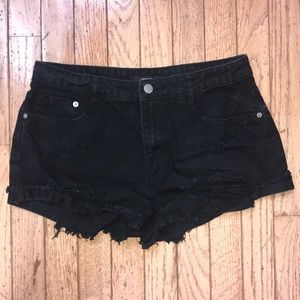 Forever 21 Distressed Black Denim shorts